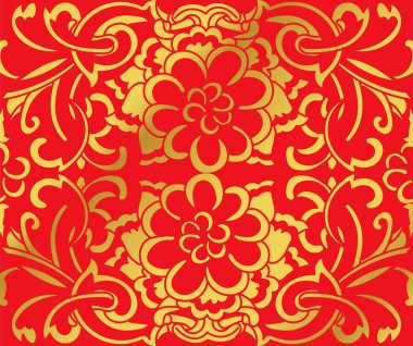 Sorunsuz altın Çin arka plan sarmal eğri çapraz çiçek