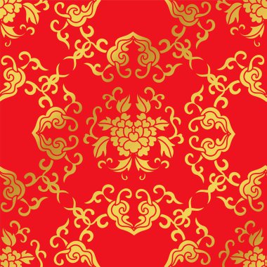 Sorunsuz altın Çin arka plan sarmal eğri çapraz çiçek yaprak