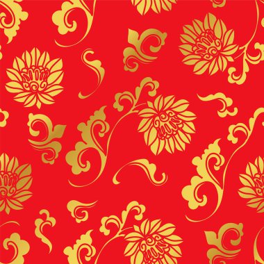 Sorunsuz altın Çince eğrisi sarmal botanik çiçek arka plan