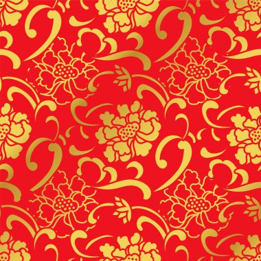 Sorunsuz altın Çince sarmal eğri Şakayık çiçeği arka plan