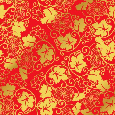 Sorunsuz altın Çince kabak sarmal yaprak asma arka plan