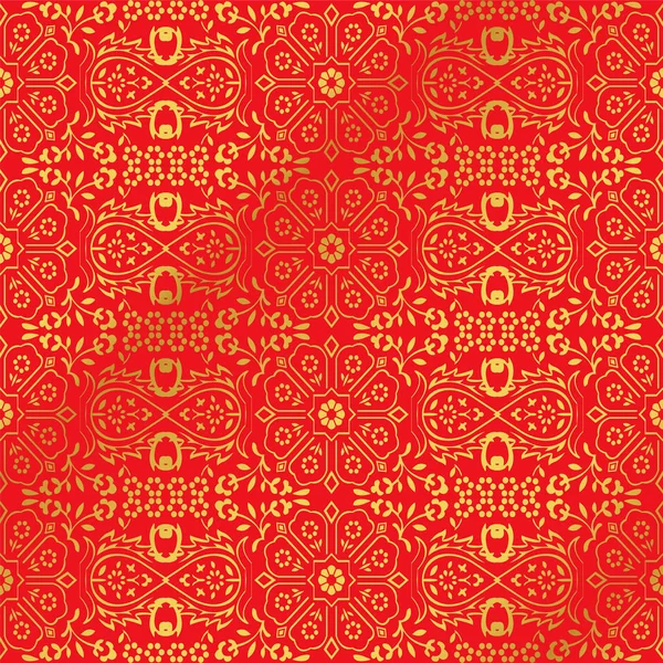 Sans couture Golden Chinese Arrière-plan étoile géométrie croix fleur — Image vectorielle