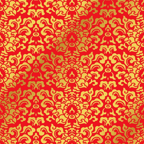 Fleur sans couture Golden Chinese fond spirale feuille courbe — Image vectorielle
