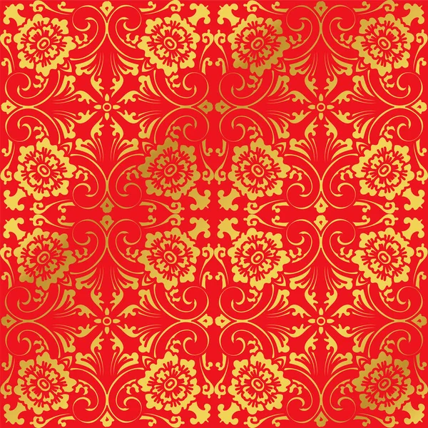 Sorunsuz altın Çin arka plan sarmal çapraz yaprak çiçek