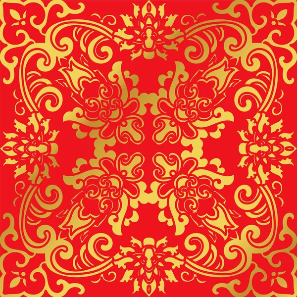 Sorunsuz altın Çin arka plan botanik sarmal çapraz çiçek