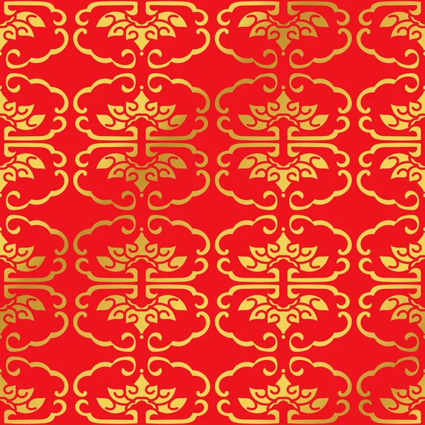 Cadre de courbe spirale botanique sans couture Golden Chinese Background — Image vectorielle