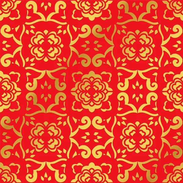 Sans couture Golden Chinese fond courbe croix fleur kaléidoscope — Image vectorielle