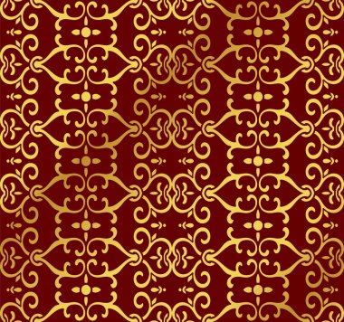 Sorunsuz altın Çince eğrisi sarmal zinciri çiçek arka plan