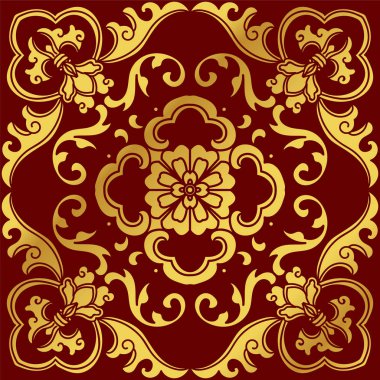 Sorunsuz altın Çince arka plan sarmal eğri yaprak çiçek