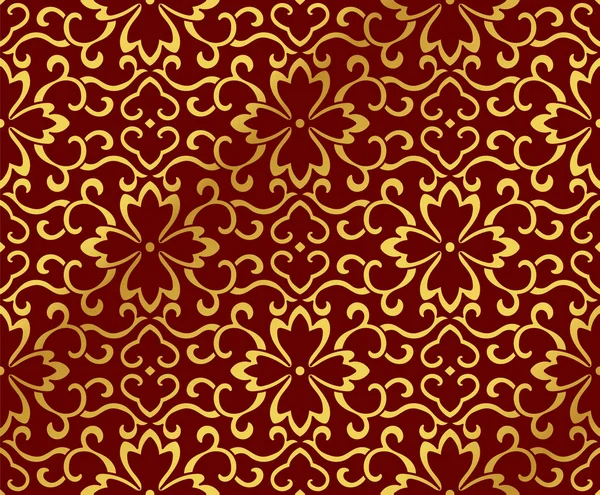 Бесшовный Золотой китайский фон Спираль Виноградный цветок — стоковый вектор