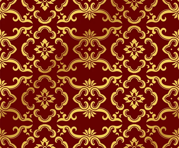 Sans couture Golden Chinese Arrière-plan Botanic Curve Frame Flower — Image vectorielle