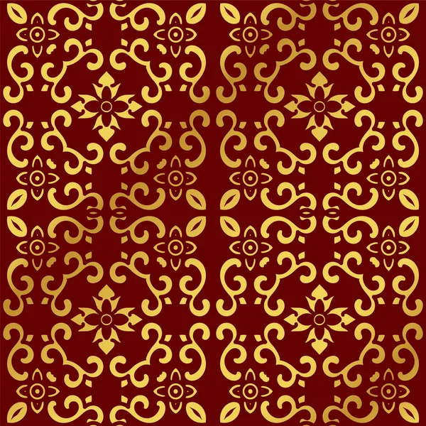 Fleur sans couture Golden Chinese fond spirale Croix courbe — Image vectorielle