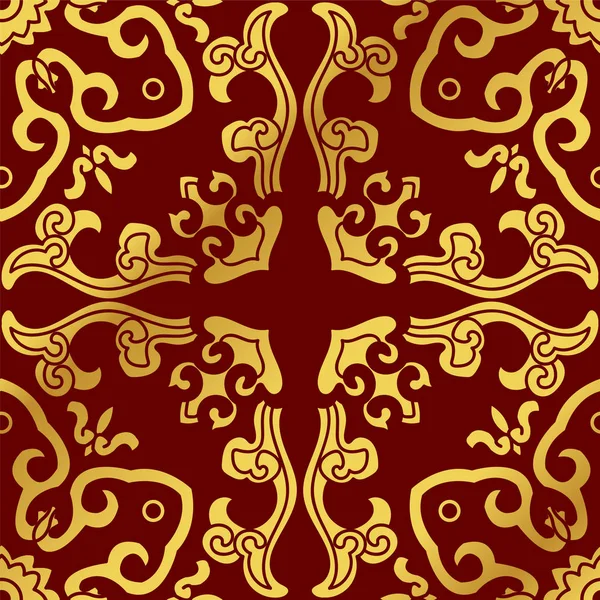 Sans couture Golden chinois fond courbe spirale croix kaléidoscope — Image vectorielle