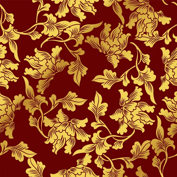Бесшовный золотой китайский фон Nature Botanic Leaf — стоковый вектор