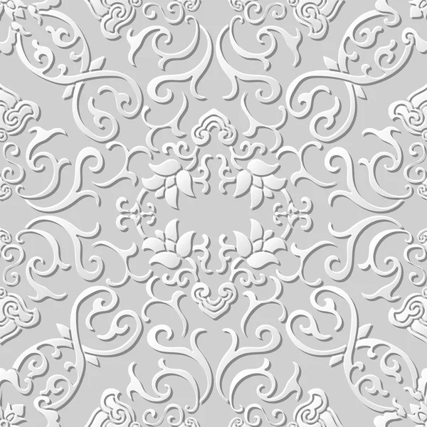 3D Papier Kunst Muster Kreuz Spirale Reben Blume — Stockvektor