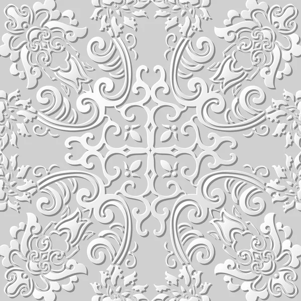 3D Papier Kunst Muster botanische Spirale Kreuz Blume — Stockvektor