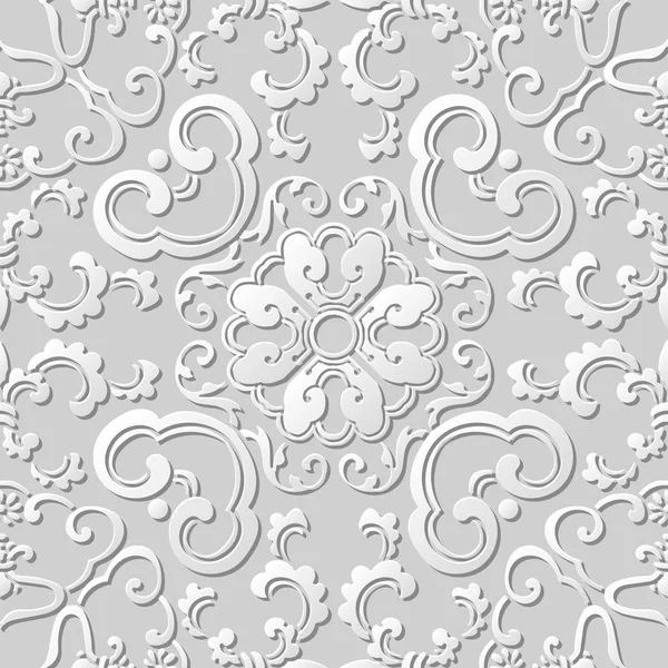 3D Papier Kunst Muster Kurve Spirale Weinstock Kreuz Blume — Stockvektor