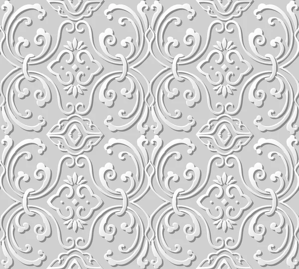 Papier 3D motif d'art rond spirale vague chaîne de vigne — Image vectorielle