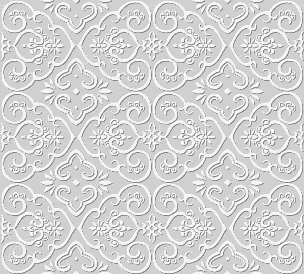 3D paper art pattern curve spiral cross frame flower