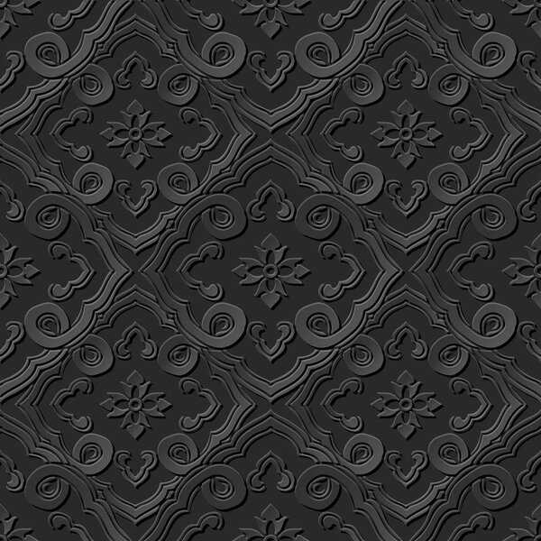 3D paper art pattern curve spiral cross chain flower