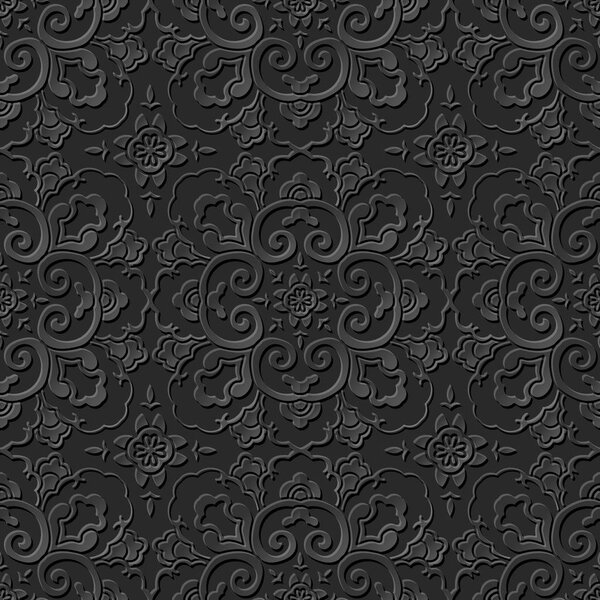 3D paper art pattern round curve cross flower