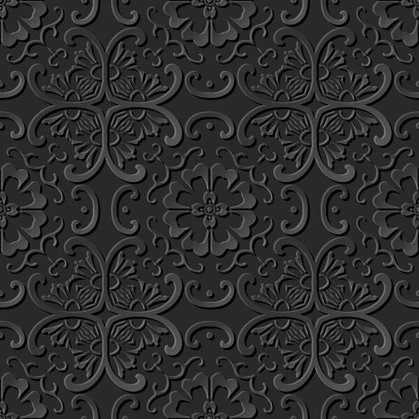 3D paper art pattern curve cross round flower