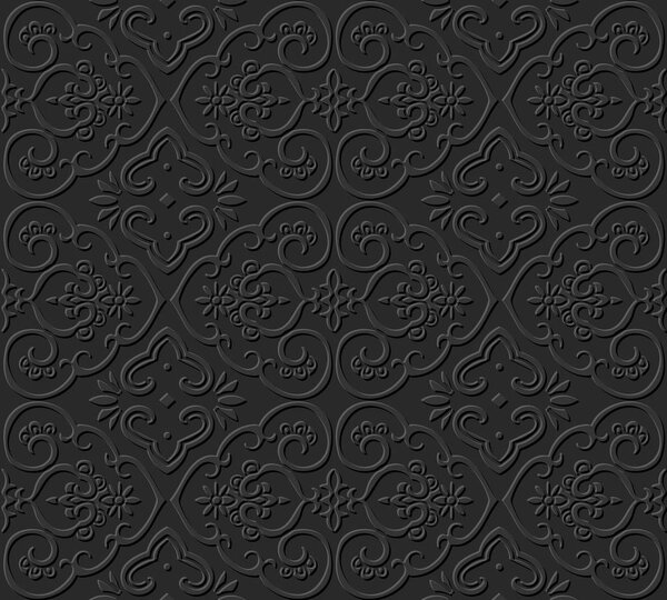 3D paper art pattern curve spiral cross frame flower