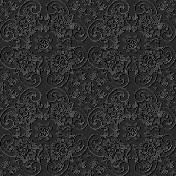 3D paper art pattern curve cross spiral frame flower