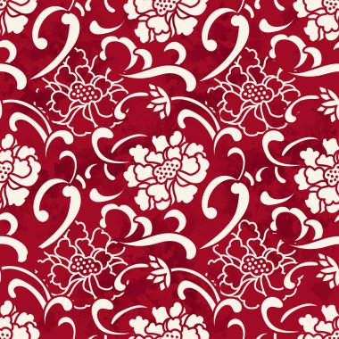 Sorunsuz Vintage kırmızı Çin sarmal eğri Peony Flowe arka plan