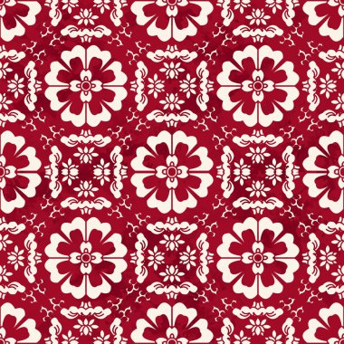 Sorunsuz Vintage kırmızı Çin arka plan çapraz Spiral Flowe