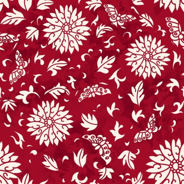 Sorunsuz Vintage kırmızı Çin sarmal çiçek popo yuvarlak arka plan