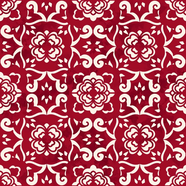Nahtlose vintage rot chinesischer Hintergrund Kurve Kreuz Blume kalei — Stockvektor