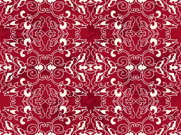 Sans couture Vintage rouge chinois fond spirale courbe croix kalei — Image vectorielle