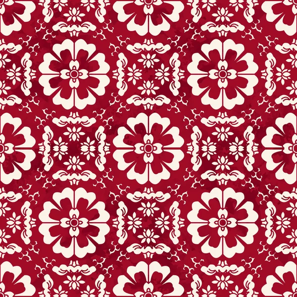 Flowe rond sans couture Vintage rouge chinois fond croix spirale — Image vectorielle
