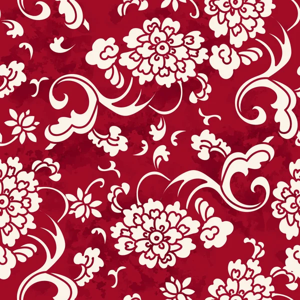 Бесшовный винтажный красный китайский фон Садовый спиральный поток — стоковый вектор