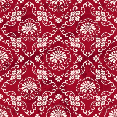 Sorunsuz Vintage kırmızı Çin arka plan botanik çapraz sarmal Flo