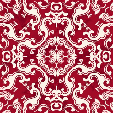 Sorunsuz Vintage kırmızı Çin arka plan sarmal dalga çapraz çiçek