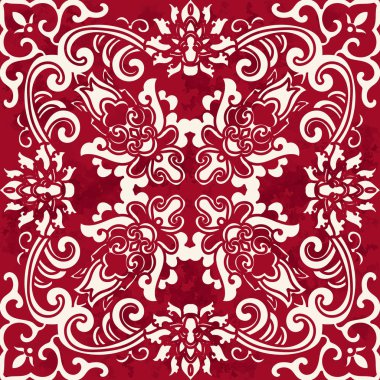 Sorunsuz Vintage kırmızı Çin arka plan botanik sarmal çapraz Flo