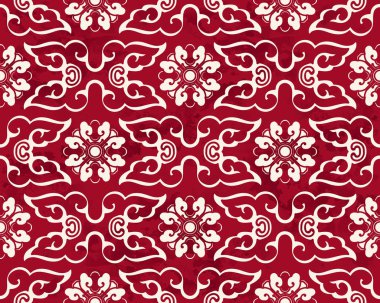 Sorunsuz Vintage kırmızı Çin arka plan yuvarlak eğrisi çapraz çiçek