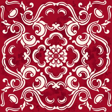 Sorunsuz Vintage kırmızı Çin eğrisi sarmal Flowe yuvarlak arka plan
