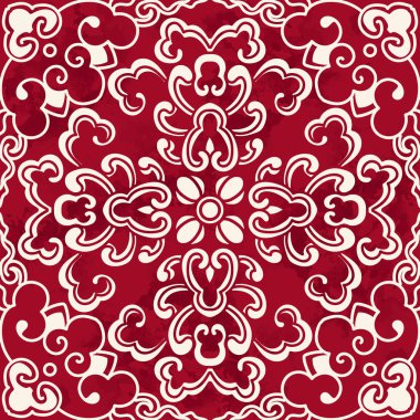 Sorunsuz Vintage kırmızı Çin arka plan eğrisi Spiral yuvarlak çapraz