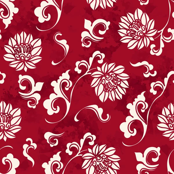 Nahtlose vintage rot chinesischen Hintergrund Kurve Spirale botanischen flo — Stockvektor