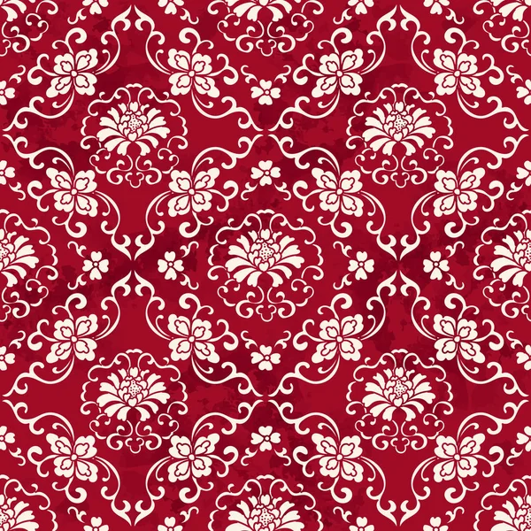 Sans couture Vintage Rouge Chinois Fond Botanique Croix Spirale Flo — Image vectorielle