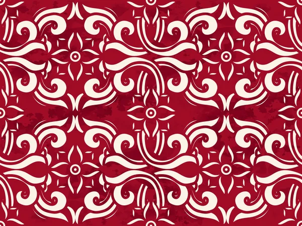 Sem costura Vintage vermelho fundo chinês curva Cruz espiral Flowe — Vetor de Stock