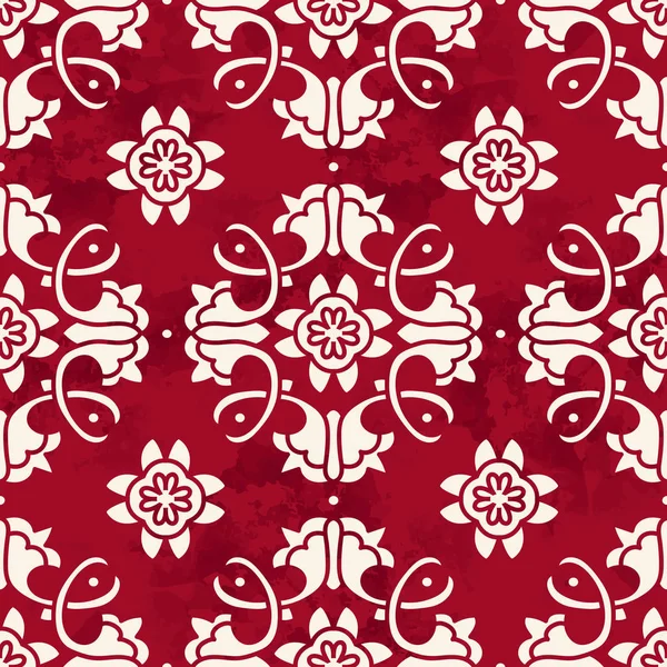 Sans couture Vintage Rouge Chinois Fond Spirale Croix Vigne Fleur — Image vectorielle