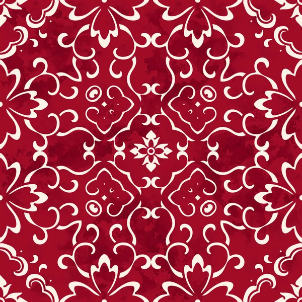 Fleur de vigne croisée sans couture Vintage rouge fond chinois — Image vectorielle