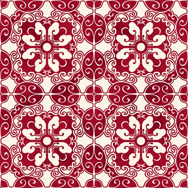 Vintage sans couture rouge chinois fond spirale ovale polygone cros — Image vectorielle