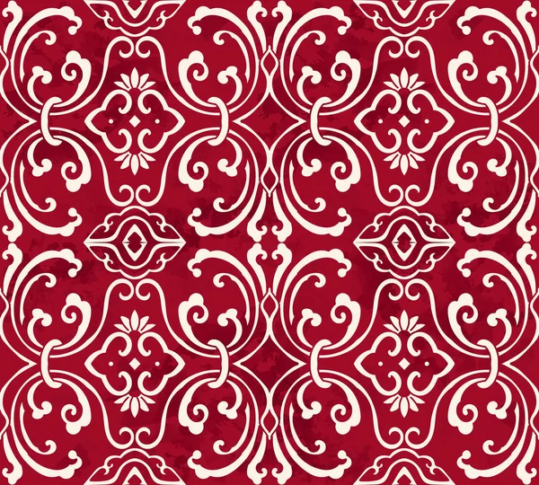Vintage sans couture rouge chinois fond rond spirale Vigne C — Image vectorielle
