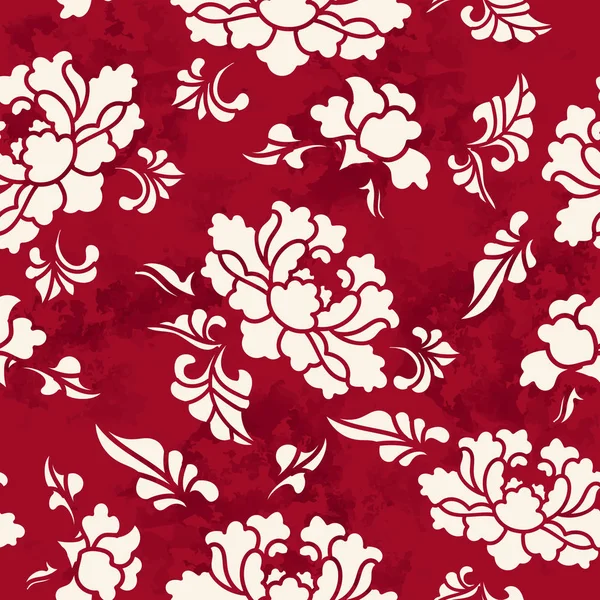 Vintage sin costuras rojo chino fondo botánico jardín flor Bl — Vector de stock