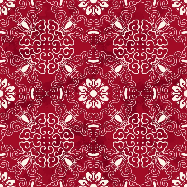 Sans couture Vintage rouge chinois fond spirale courbe cadre flowe — Image vectorielle